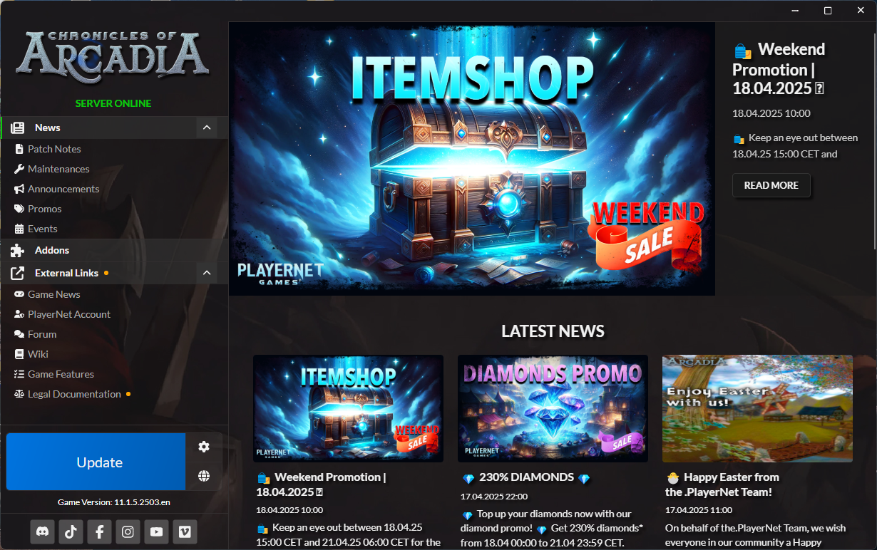 Launcher – Chronicles of Arcadia